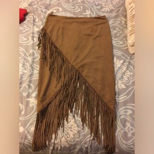 Suede fringe skirt